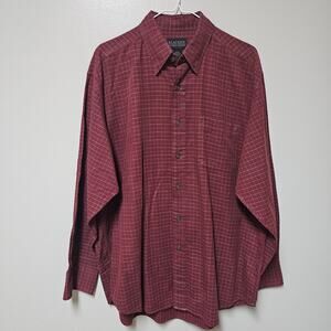 Men's Stanley Blacker Red Casual Button Down Check Pattern Red Shirt Size Large
